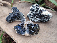 Natural Schorl Black Tourmaline Specimens with Associated Minerals x 3 From Erongo, Namibia