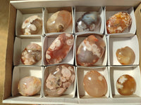 Polished Flower Agate Galets x 12 From Antsahalova, Madagascar