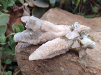 Natural Drusy Quartz Coated Spearhead Calcite Specimens x 12 From Albert's Mountain, Lesotho