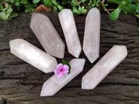 Polished Double Terminated Rose Quartz Crystals x 6 From Madagascar