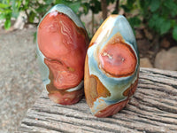 Polished Polychrome Jasper Standing Free Forms x 3 From NW Coast, Madagascar