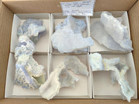 Natural Etched Blue Chalcedony Geodes x 6 From Nsanje, Malawi