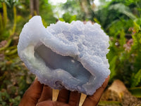Natural Large Etched Blue Chalcedony Geode x 3 From Nsanje, Malawi