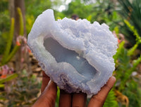Natural Large Etched Blue Chalcedony Geode x 3 From Nsanje, Malawi