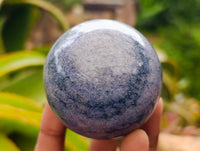 Polished Mixed Tray of Lazulite Hearts and Spheres x 6 From Madagascar