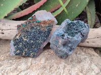 Natural Libethenite Crystals On Dolomite Matrix Specimens x 2 From Shituru, Congo