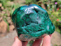 Polished Flower Banded Malachite Free Forms x 3 From Congo