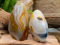 Polished Banded Agate Standing Free Forms x 6 From Madagascar