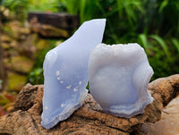 Natural Etched Blue Chalcedony Geodes x 12 From Nsanje, Malawi
