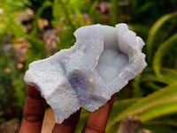 Natural Etched Blue Chalcedony Geodes x 12 From Nsanje, Malawi