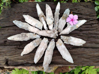 Natural Drusy Quartz Coated Spearhead Calcite Specimens x 24 From Albert's Mountain, Lesotho
