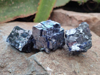 Natural Small Bright Silver Lead Galena Cobbed Specimens x 20 From Kaokoveld, Namibia
