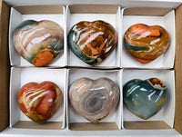 Polished Polychrome Jasper Hearts x 6 From NW Coast, Madagascar
