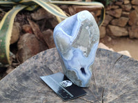 Polished Blue Lace Agate Standing Free Form x 1 From Nsanje, Malawi