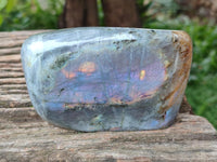 Polished Purple Flash Labradorite Standing Free Forms x 2 From Tulear, Madagascar