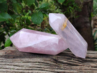 Polished Double Terminated Rose Quartz Crystals x 6 From Madagascar