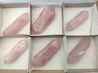 Polished Double Terminated Rose Quartz Crystals x 6 From Madagascar