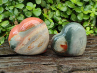 Polished Polychrome Jasper Hearts x 6 From NW Coast, Madagascar