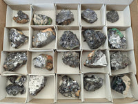 Natural Bright Silver Lead Galena Cobbed Specimens x 22 From Kaokoveld, Namibia