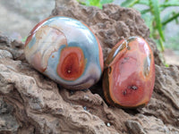 Polished On One Side Polychrome Jasper Nodules x 12 From NW Coast, Madagascar