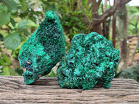 Natural Silky Malachite Specimens x 2 From Kasompe, Congo