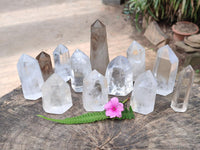 Polished Smokey and Clear Window Quartz Crystals x 12 From Madagascar