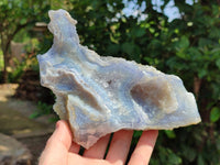 Natural Large Etched Blue Chalcedony Geode Specimens x 2 From Nsanje, Malawi