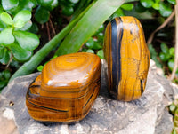 Polished Jumbo Golden Tigers Eye with Banded Iron Stone Free Forms x 4 From Prieska, South Africa
