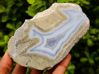 Polished On One Side Blue Lace Agate Geodes x 4 From Nsanje, Malawi