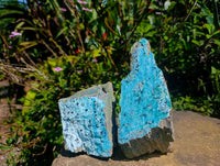 Natural Drusy Coated Chrysocolla With Malachite Specimens x 2 From Lupoto Mine, Congo