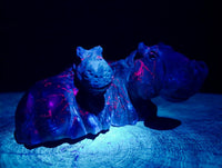 Hand Made Verdite Hippos Carvings x 2 From Zimbabwe