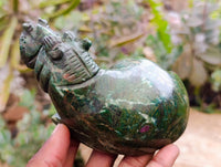 Hand Made Verdite Hippos Carvings x 2 From Zimbabwe