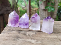 Polished Window Amethyst Crystals x 12 From Akansobe, Madagascar