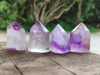 Polished Window Amethyst Crystals x 12 From Akansobe, Madagascar