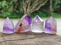 Polished Window Amethyst Crystals x 12 From Akansobe, Madagascar