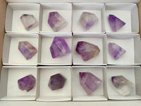 Polished Window Amethyst Crystals x 12 From Akansobe, Madagascar