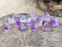 Polished Window Amethyst Crystals x 12 From Akansobe, Madagascar