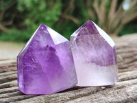 Polished Window Amethyst Crystals x 12 From Akansobe, Madagascar