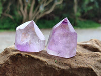 Polished Window Amethyst Crystals x 12 From Akansobe, Madagascar