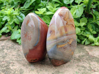 Polished Polychrome Jasper Standing Free Forms x 3 From NW Coast, Madagascar