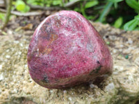 Polished Rhodonite Standing and Free Forms x 3 From Rhusinga, Zimbabwe