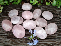 Polished Rose Quartz Palm Stones x 12 From Madagascar