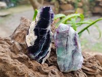 Polished On One Side Watermelon Fluorite Slices x 12 From Uis, Namibia