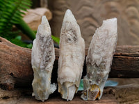 Natural Drusy Quartz Coated Spearhead Calcite Specimens x 12 From Albert's Mountain, Lesotho
