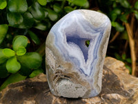 Polished Blue Lace Agate Standing Free Forms x 2 From Nsanje, Malawi