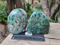 Polished Emerald Mica 'Mutokolite' Standing Free Forms x 4 From Mutoko, Zimbabwe