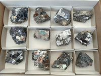 Natural Bright Silver Lead Galena Cobbed Specimens x 12 From Kaokoveld, Namibia