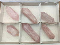 Polished Double Terminated Rose Quartz Crystals x 6 From Madagascar