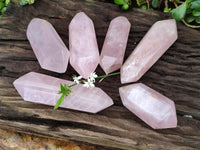 Polished Double Terminated Rose Quartz Crystals x 6 From Madagascar