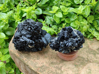 Natural Schorl Black Tourmaline One with Vermiculite x 2 From Erongo, Namibia